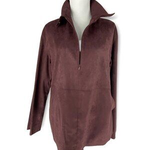 Yansi Fugel Women's NWT Wine Metro Quarter Zip Long Sleeve Microfiber Top S/C41